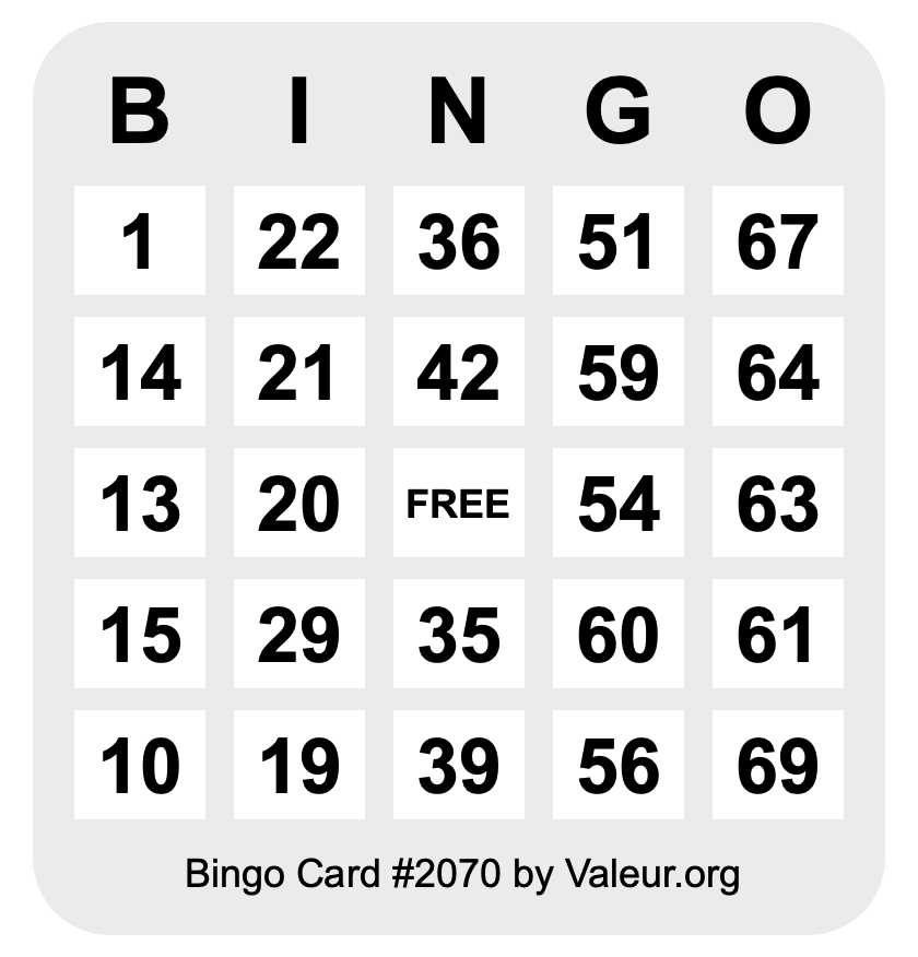 Bingo Card #2070