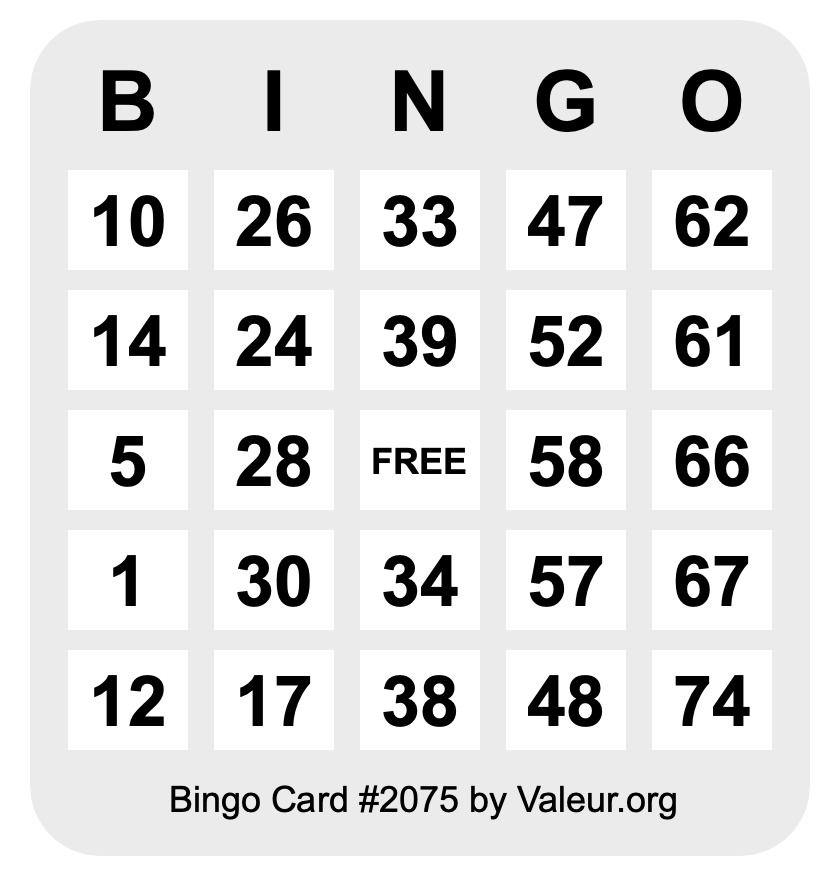 Bingo Card #2075