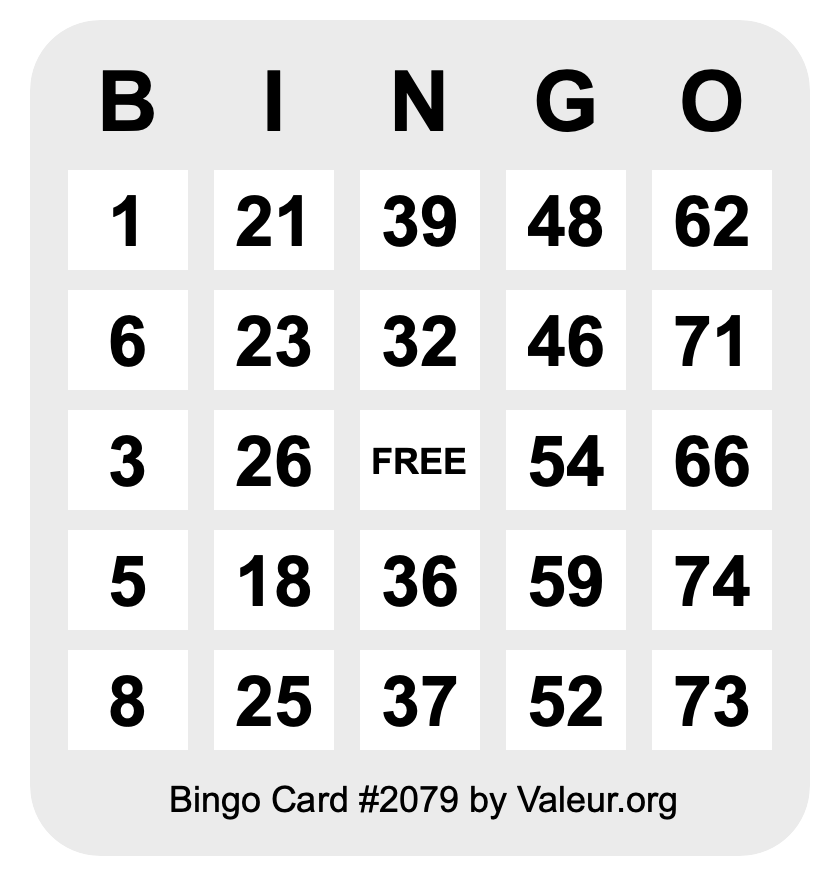 Bingo Card #2079