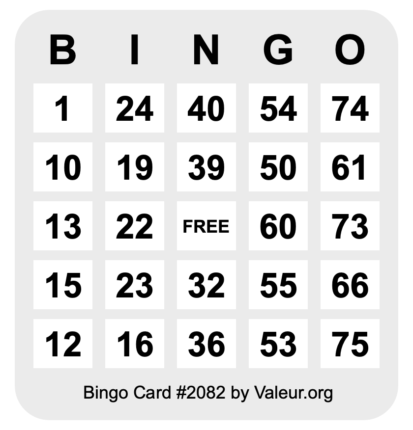 Bingo Card #2082