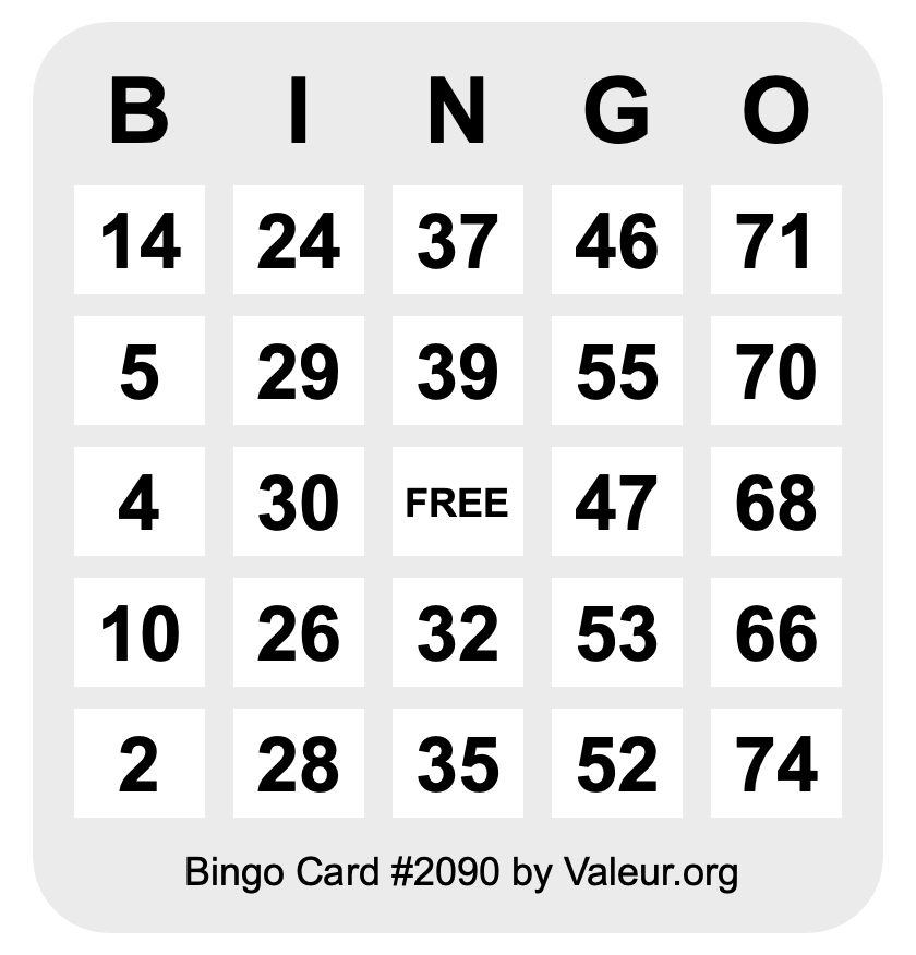 Bingo Card #2090