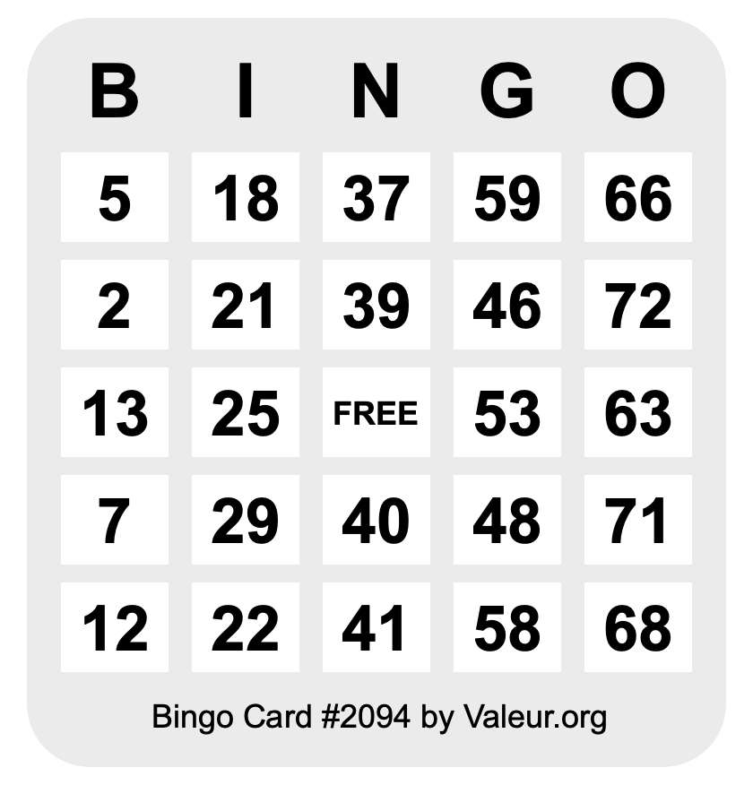 Bingo Card #2094