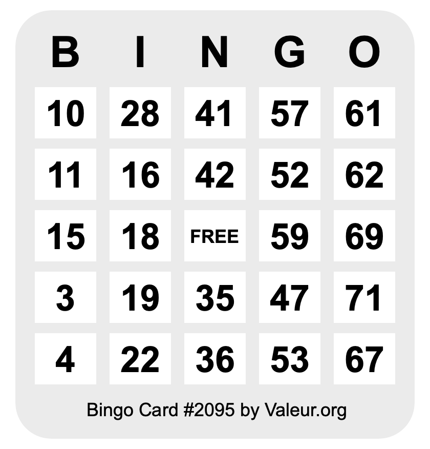 Bingo Card #2095