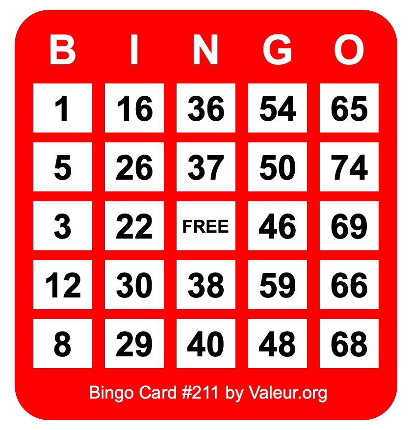 Bingo Card #211