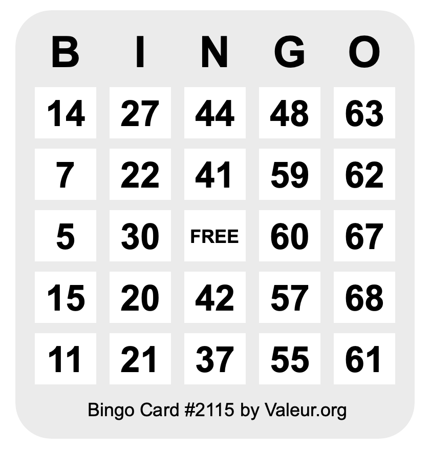 Bingo Card #2115