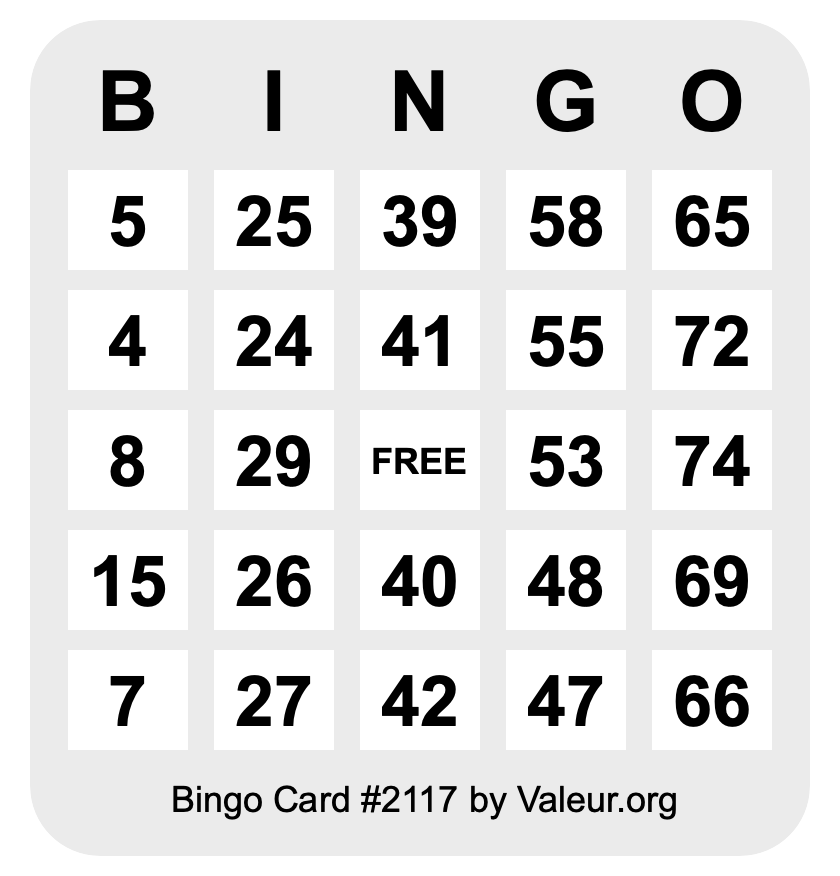 Bingo Card #2117