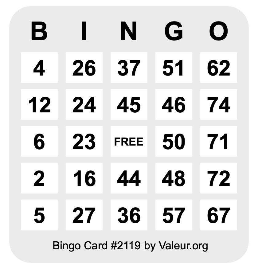 Bingo Card #2119