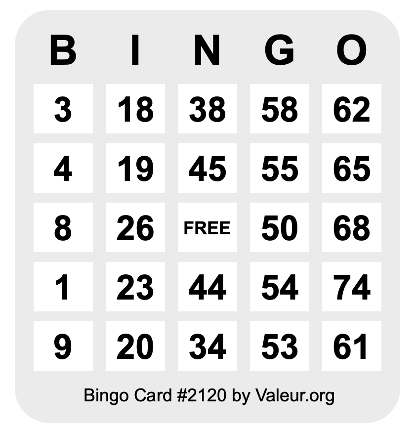 Bingo Card #2120