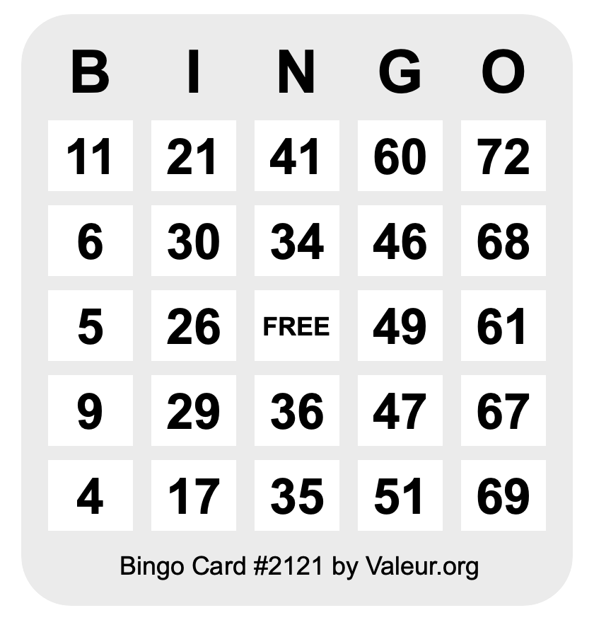 Bingo Card #2121