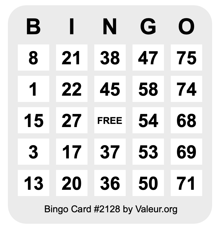 Bingo Card #2128