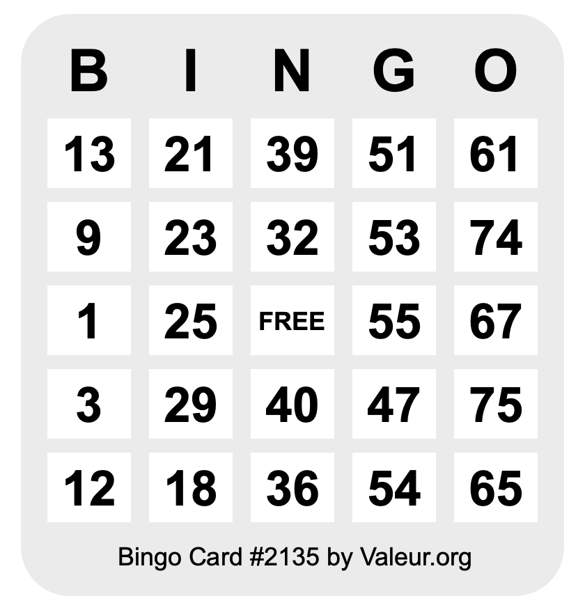 Bingo Card #2135