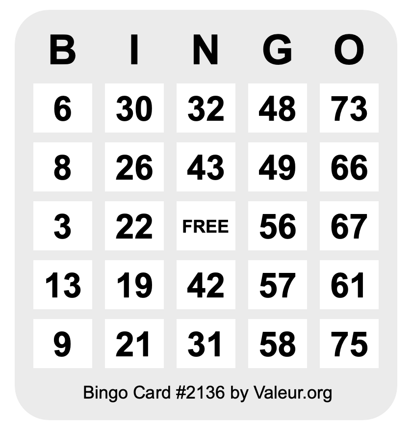 Bingo Card #2136