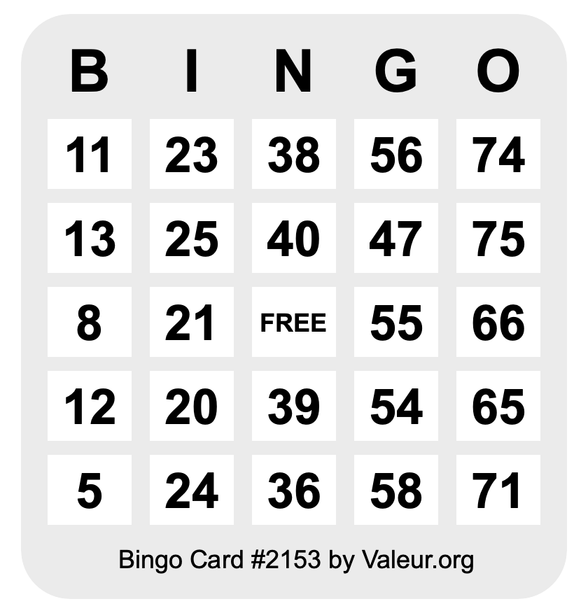 Bingo Card #2153