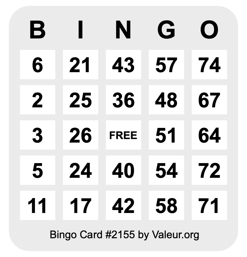 Bingo Card #2155