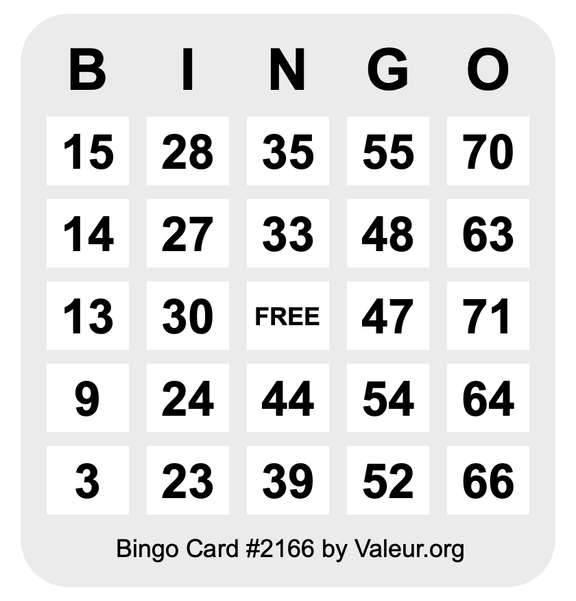 Bingo Card #2166