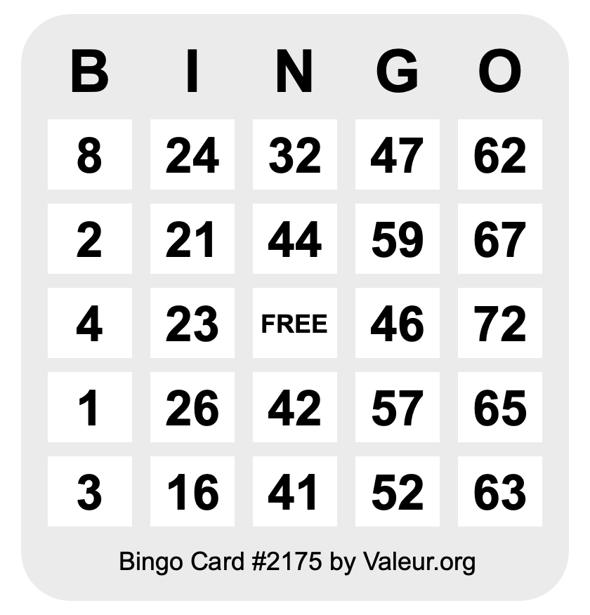 Bingo Card #2175