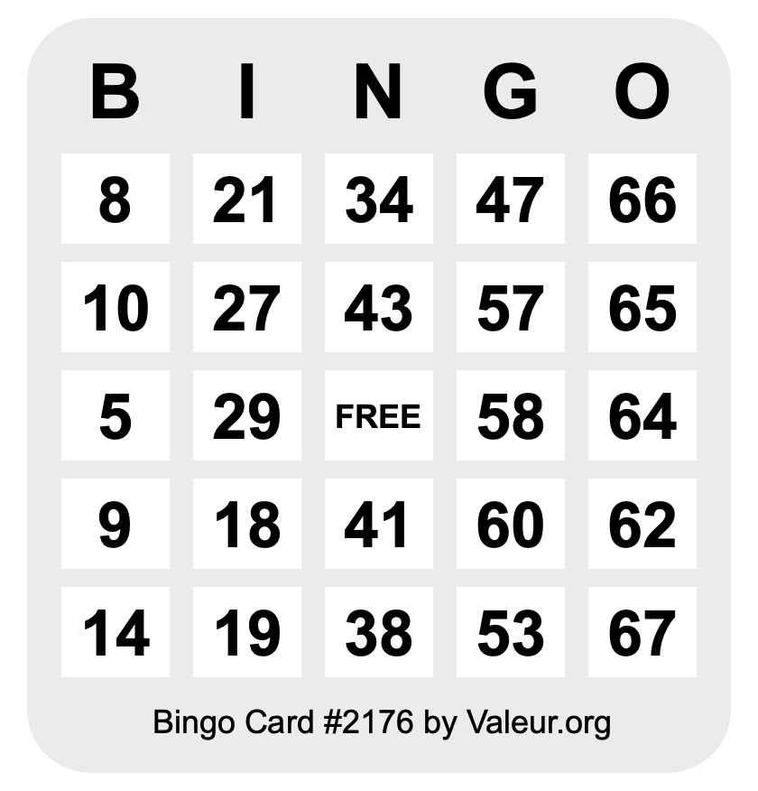 Bingo Card #2176