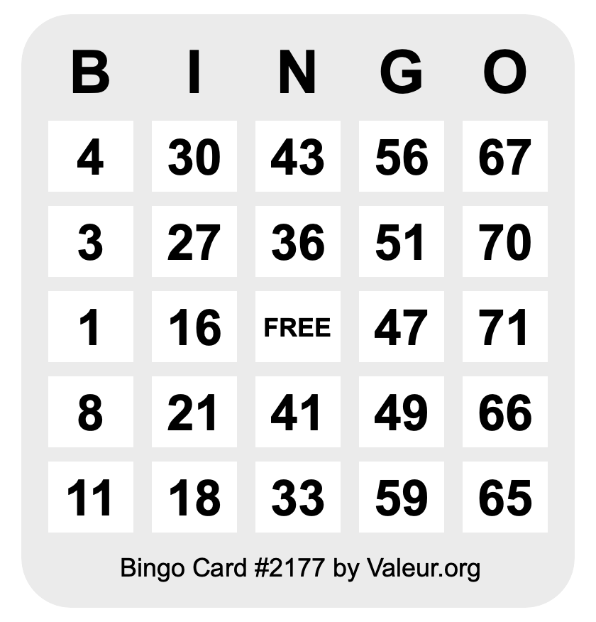 Bingo Card #2177