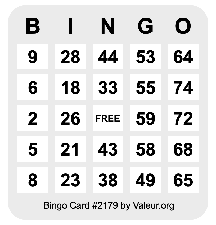 Bingo Card #2179