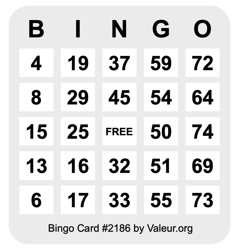 Bingo Card #2186