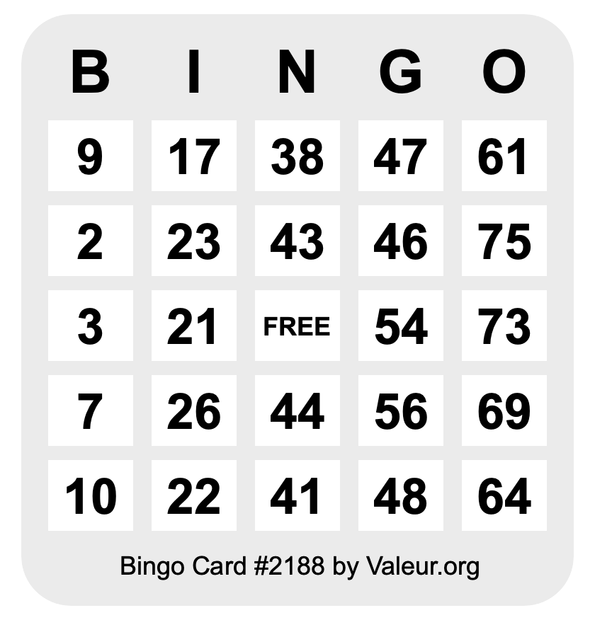 Bingo Card #2188