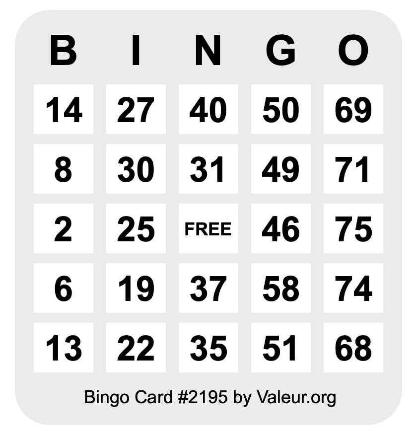 Bingo Card #2195