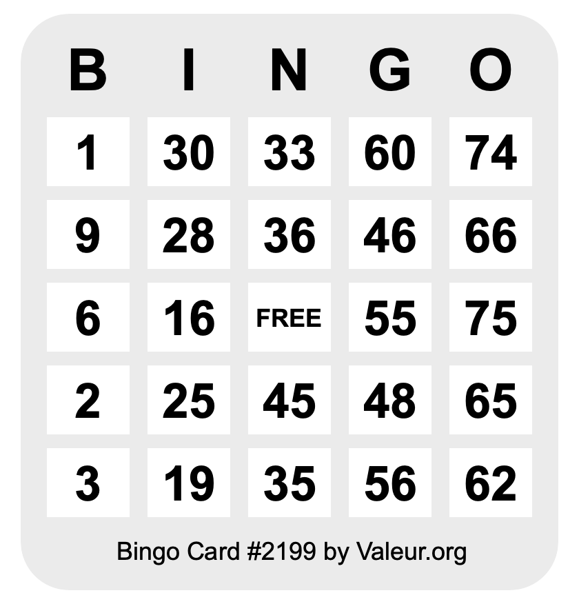 Bingo Card #2199