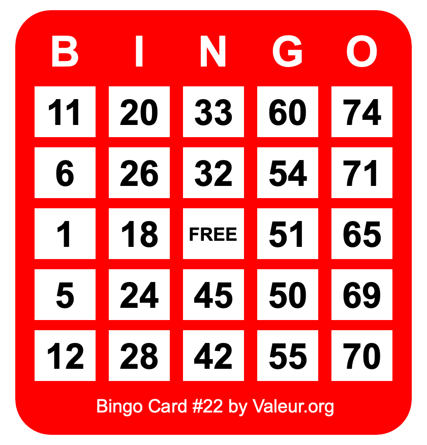 Bingo Card #22