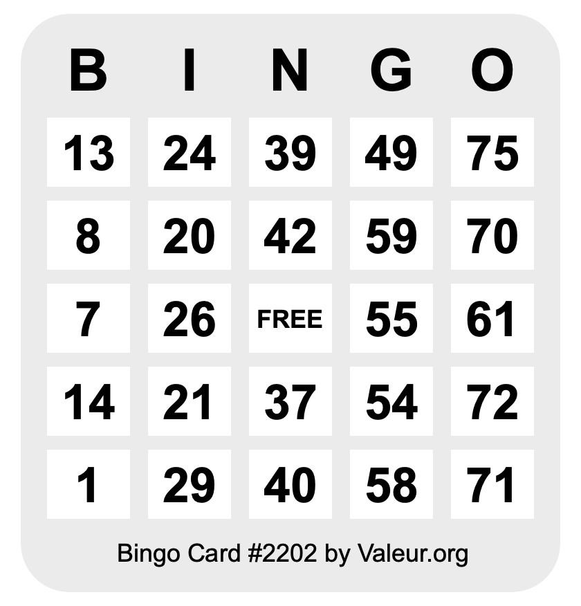 Bingo Card #2202