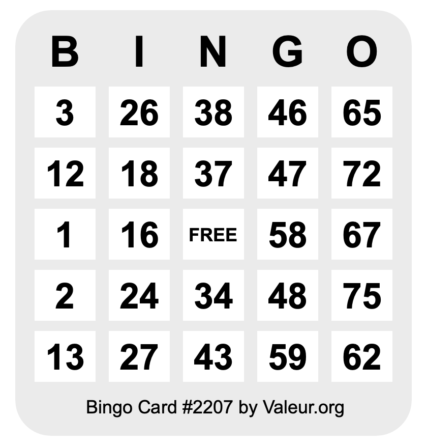 Bingo Card #2207