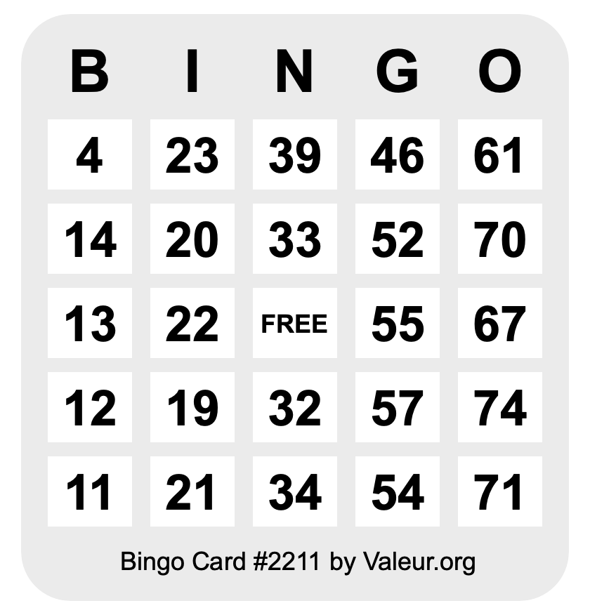 Bingo Card #2211