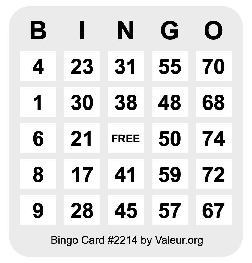 Bingo Card #2214