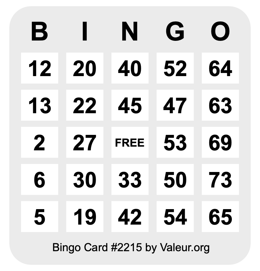 Bingo Card #2215