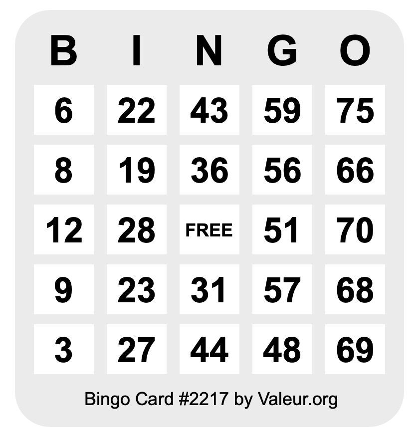 Bingo Card #2217