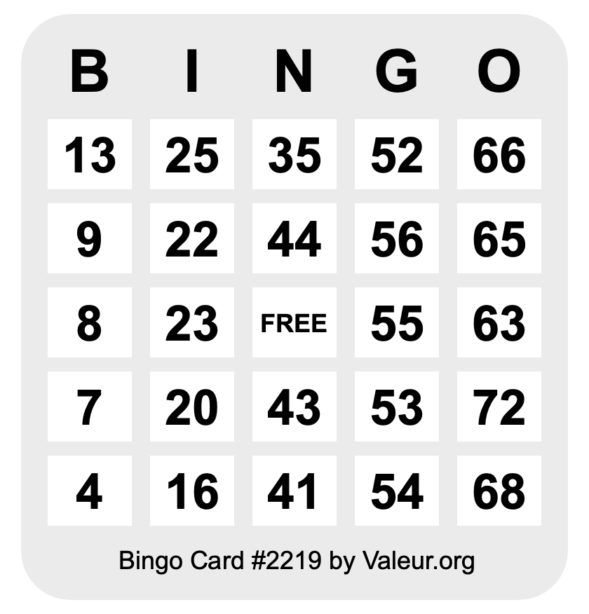 Bingo Card #2219