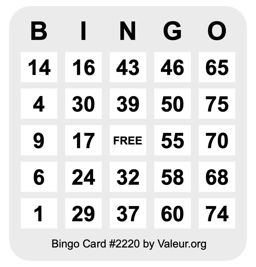 Bingo Card #2220