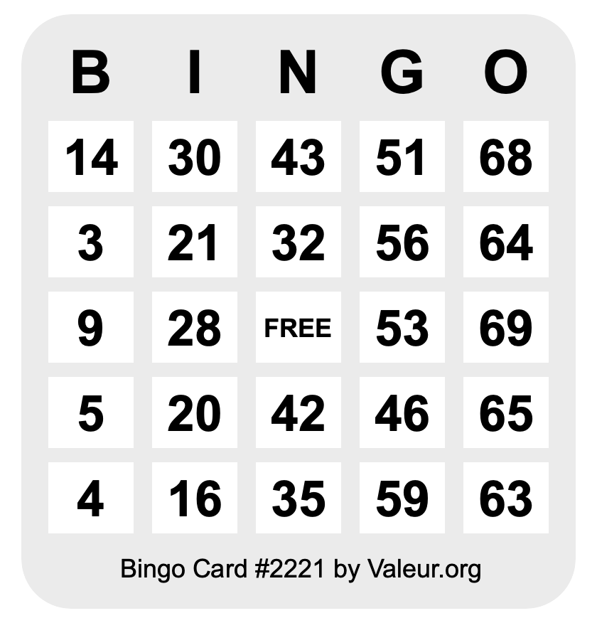 Bingo Card #2221