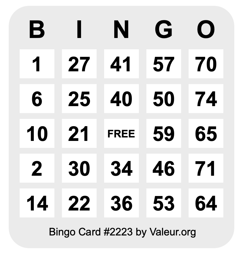 Bingo Card #2223