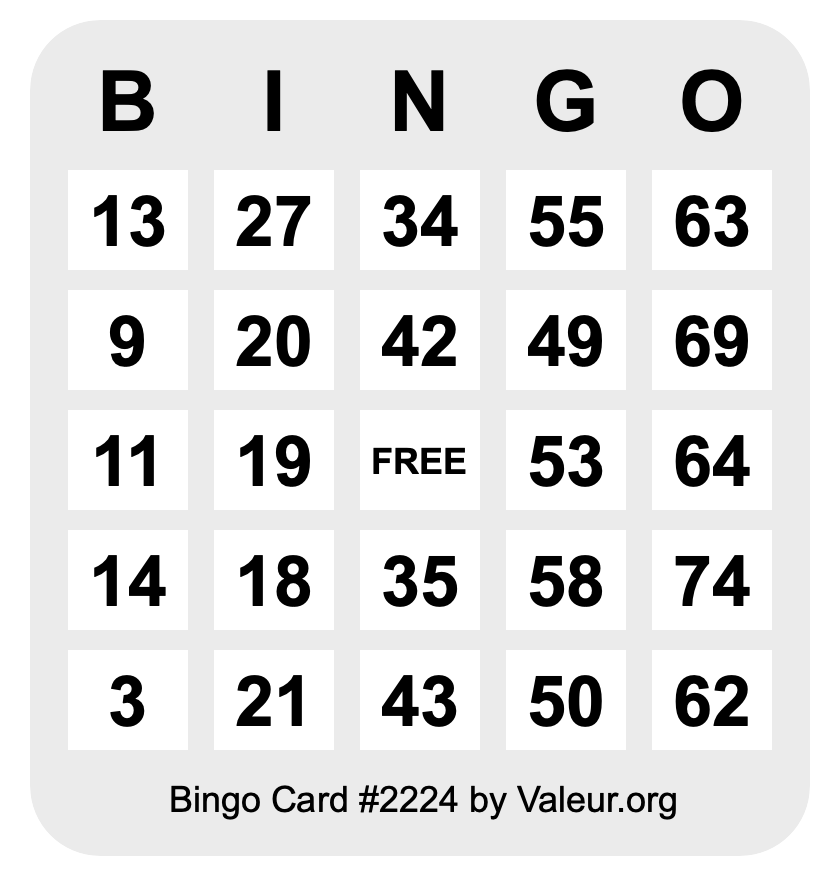 Bingo Card #2224