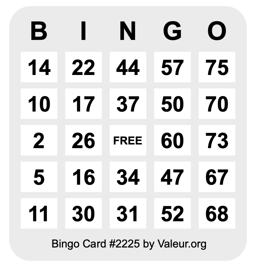 Bingo Card #2225