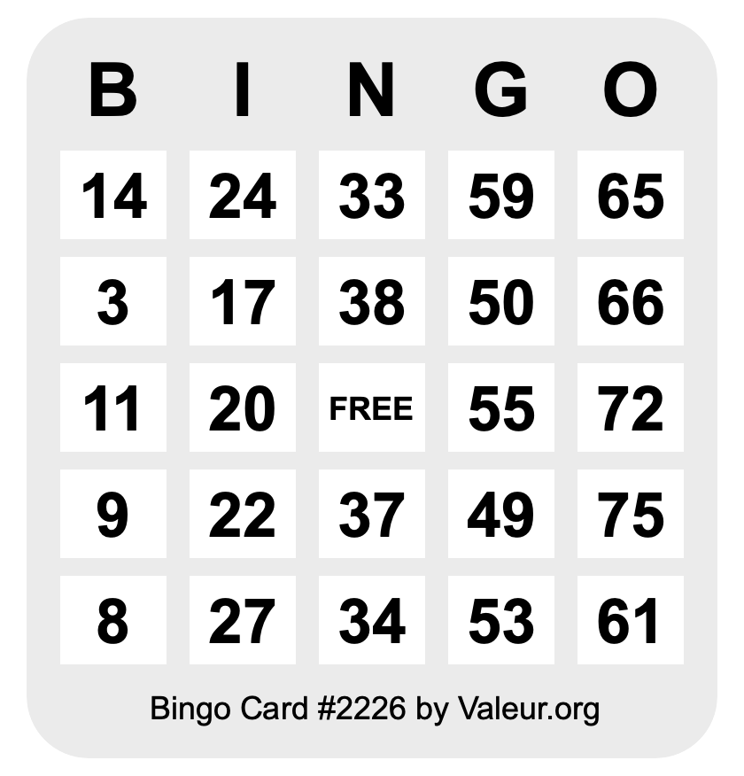 Bingo Card #2226