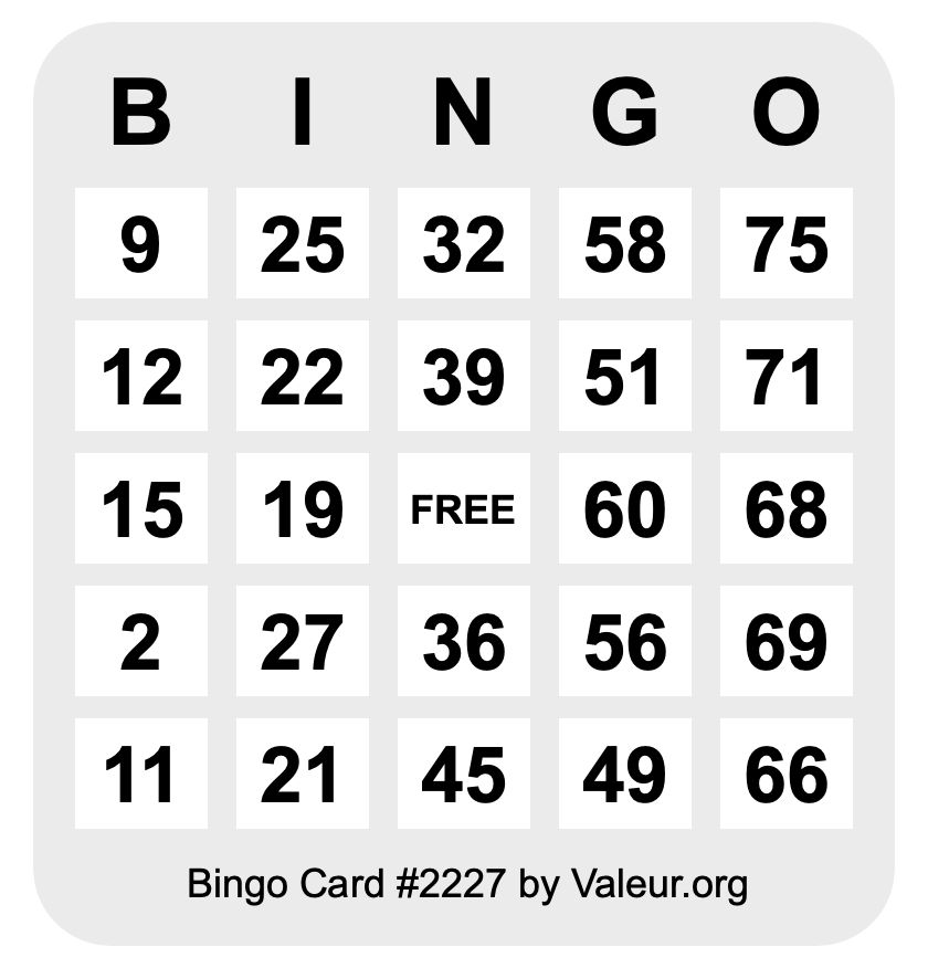 Bingo Card #2227