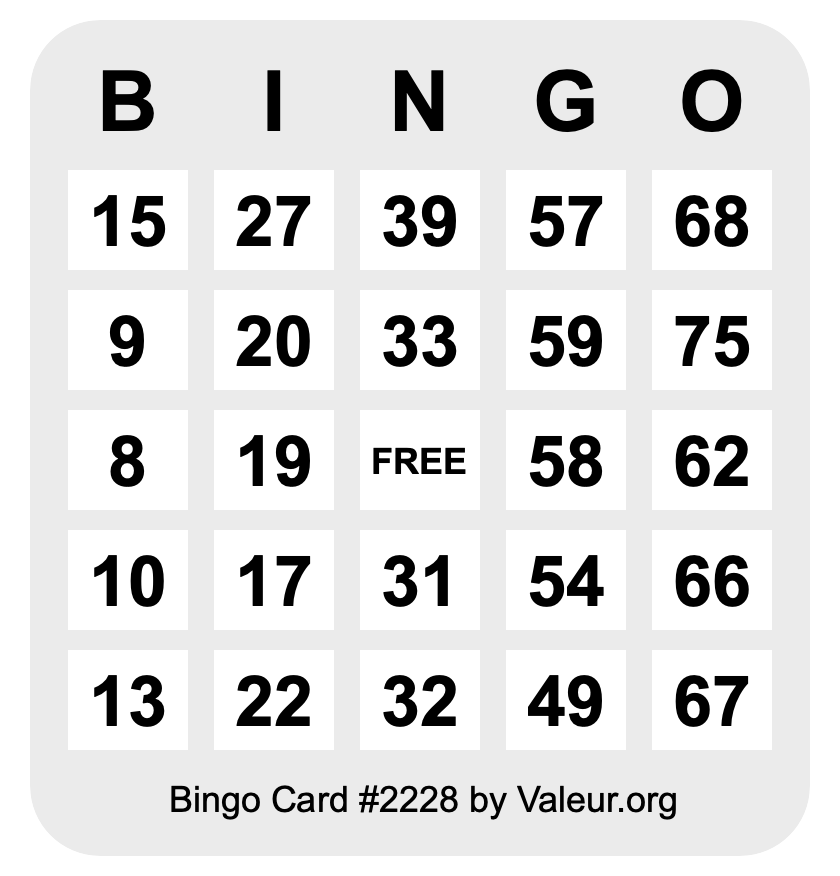 Bingo Card #2228