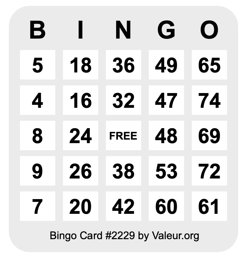 Bingo Card #2229