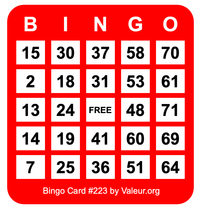 Bingo Card #223