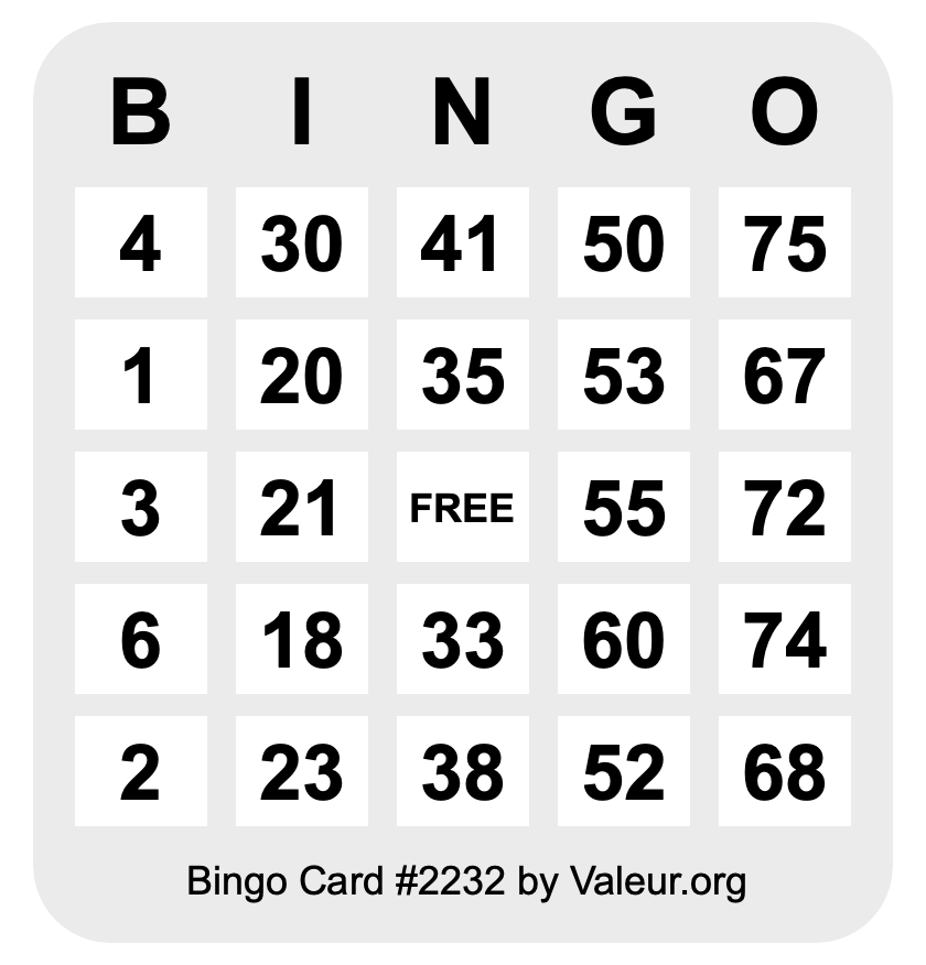 Bingo Card #2232