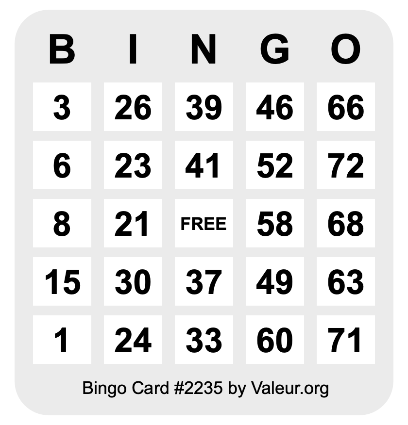 Bingo Card #2235