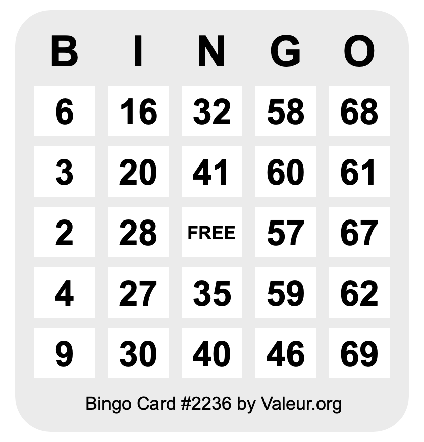 Bingo Card #2236