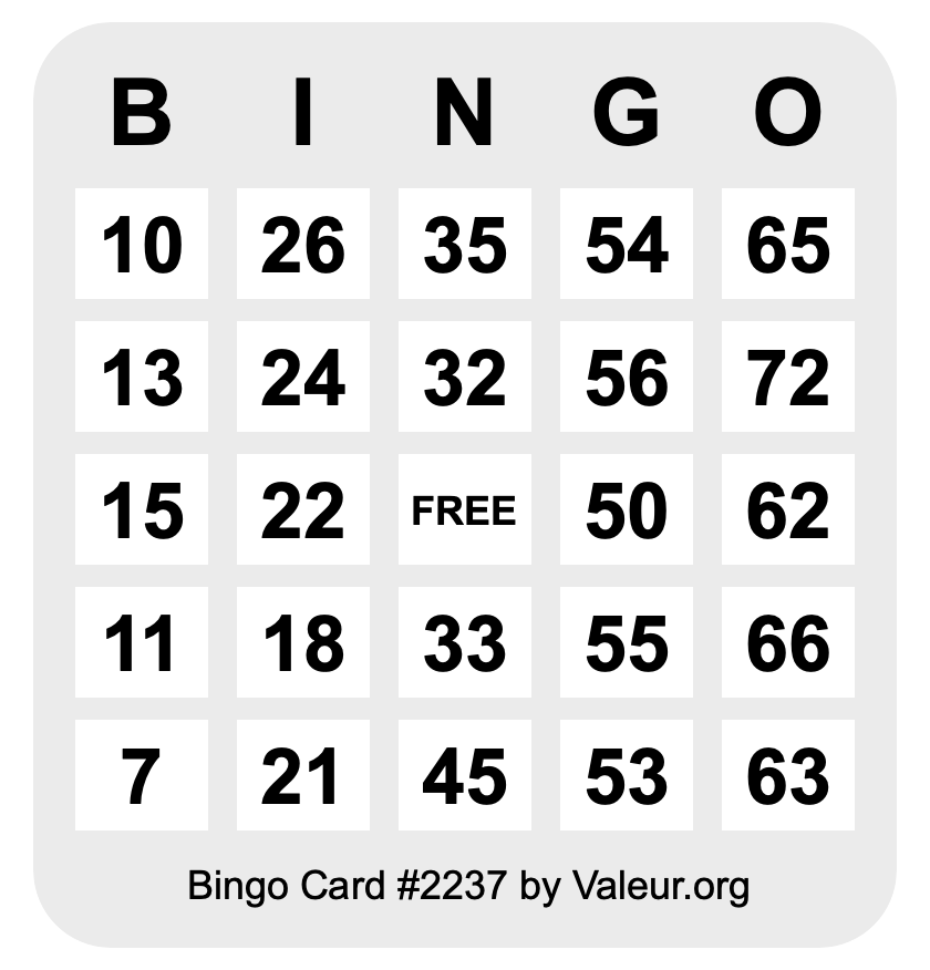 Bingo Card #2237