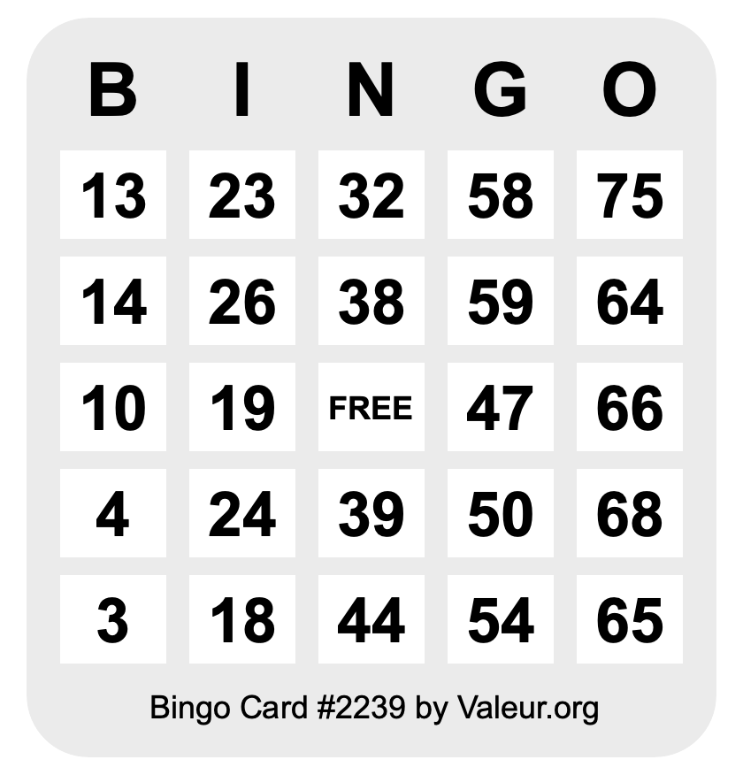 Bingo Card #2239